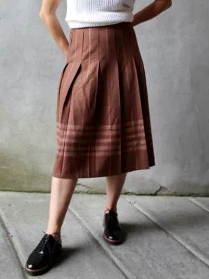 70s Wool-Blend Rust Midi Skirt - 26