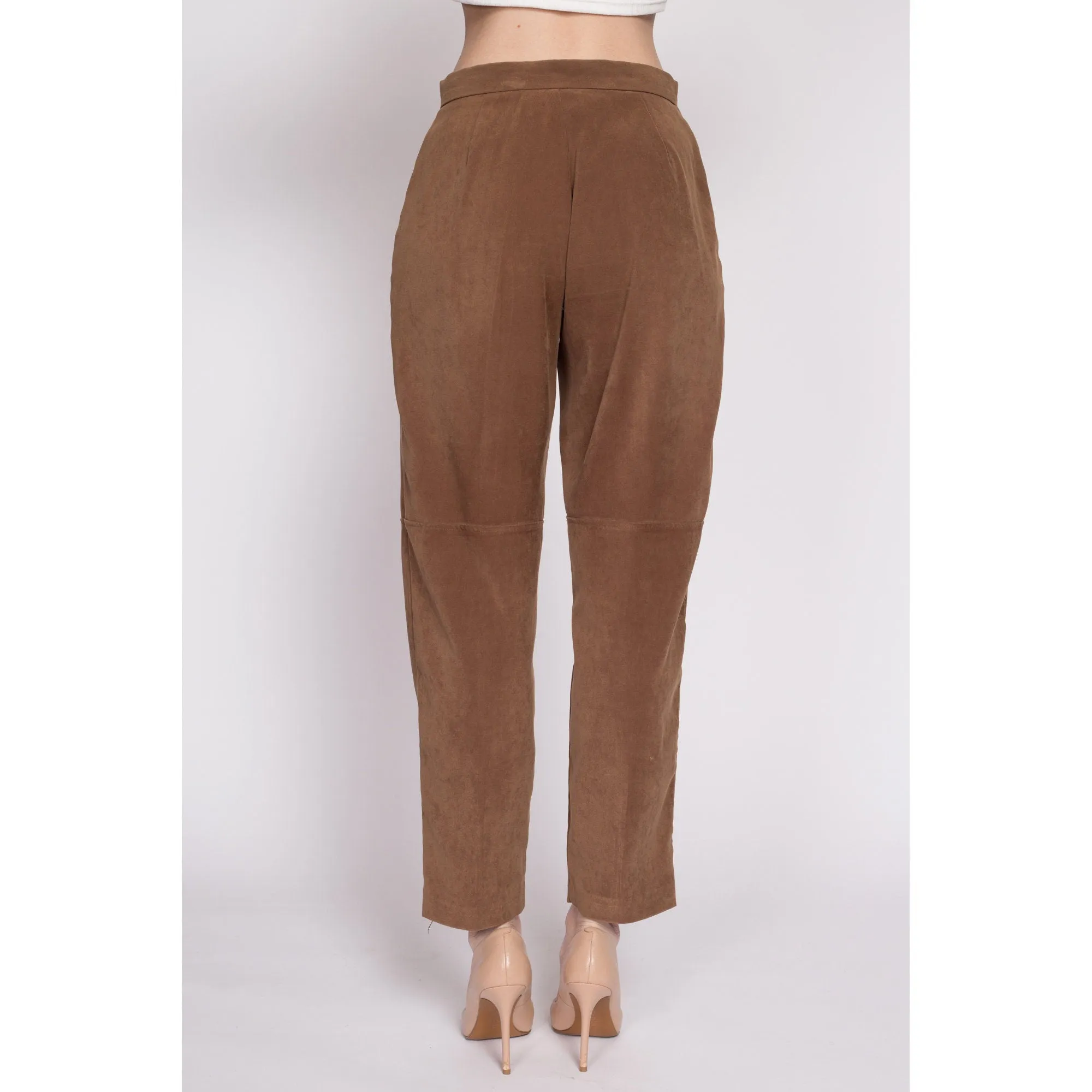 80s Brown Ultrasuede Trousers - Petite Medium, 28.5"