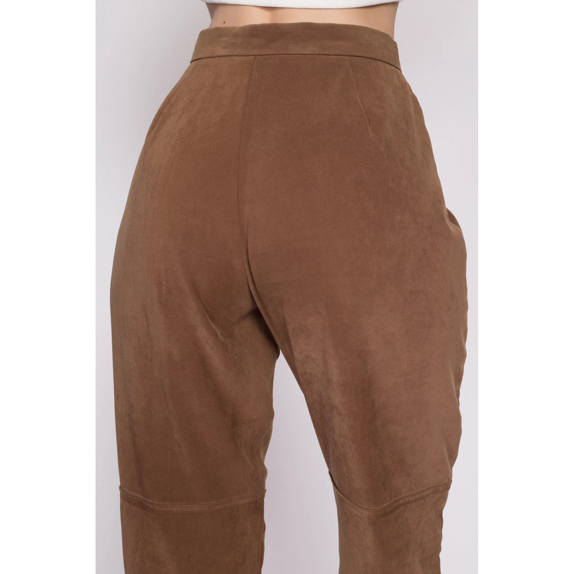 80s Brown Ultrasuede Trousers - Petite Medium, 28.5"