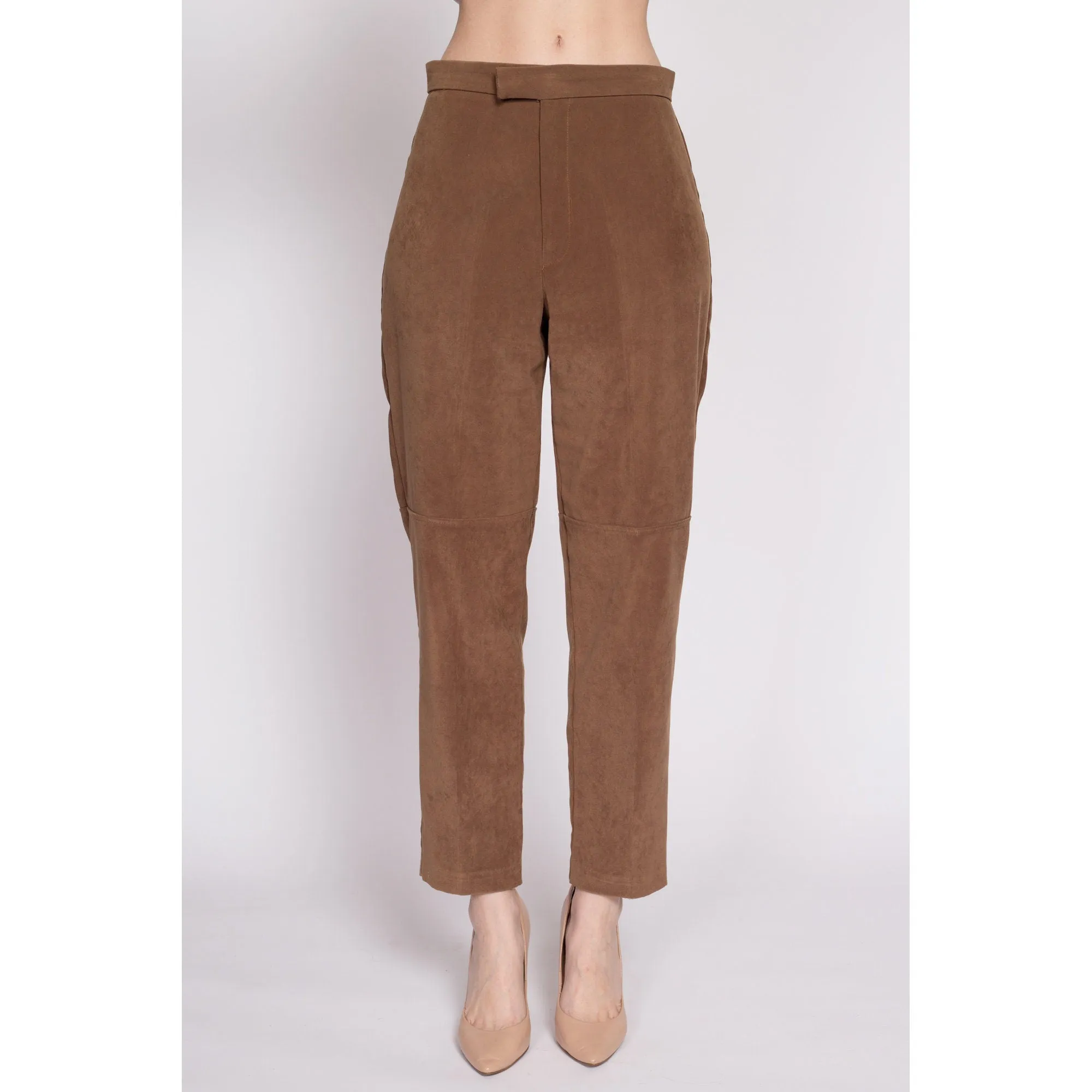 80s Brown Ultrasuede Trousers - Petite Medium, 28.5"