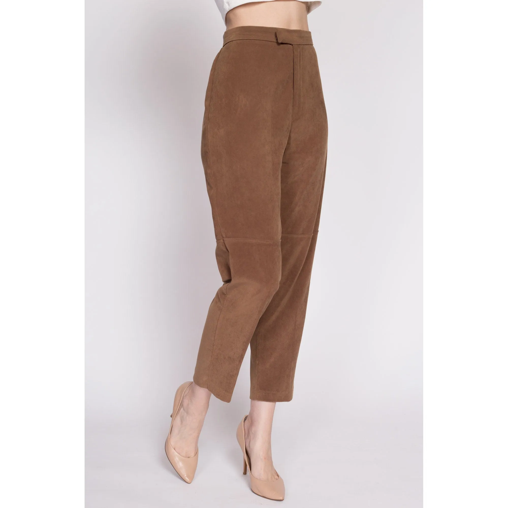 80s Brown Ultrasuede Trousers - Petite Medium, 28.5"