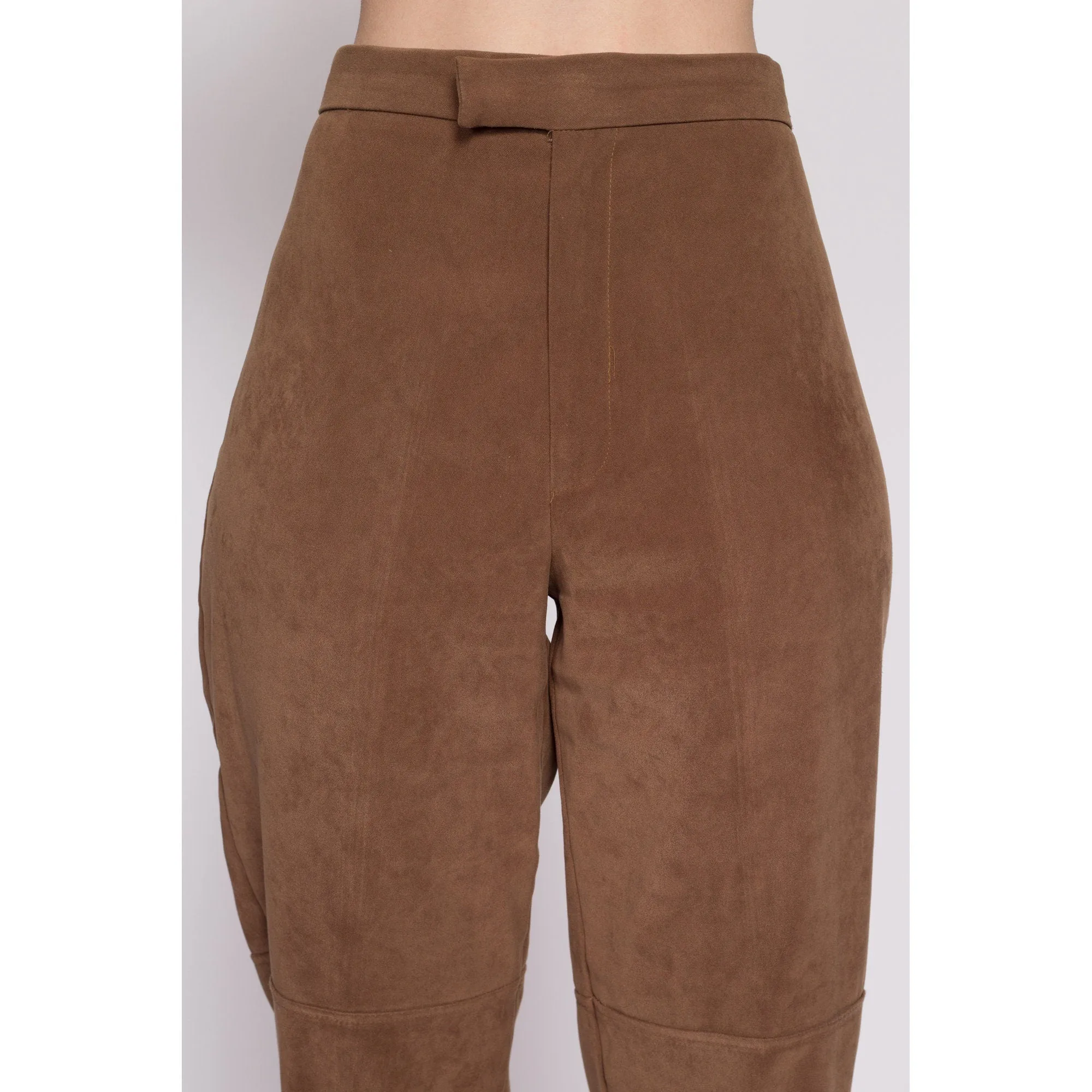 80s Brown Ultrasuede Trousers - Petite Medium, 28.5"