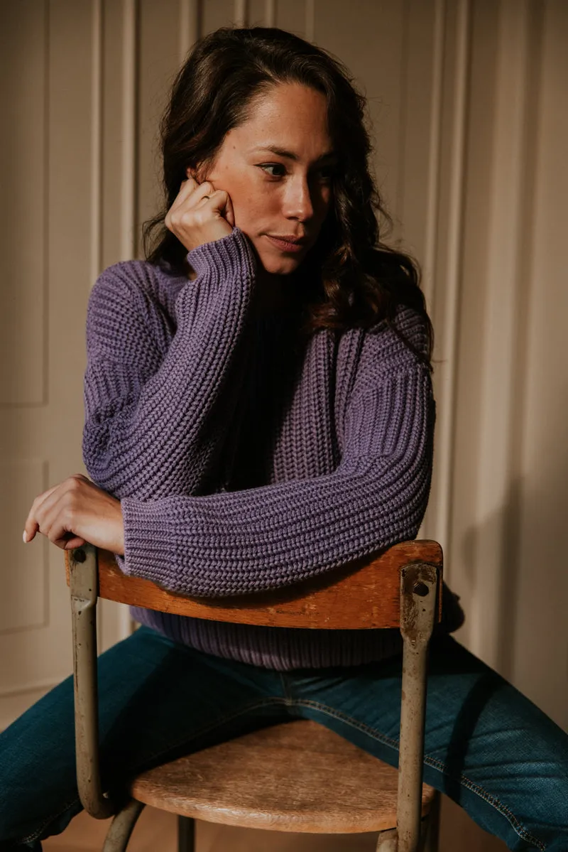 ADULT Organic Chunky Pullover "Violet", XS