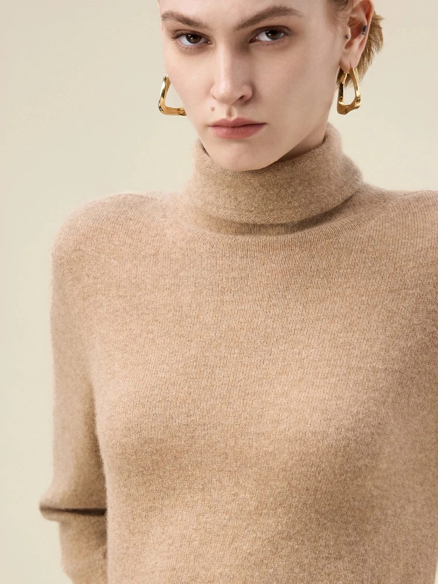 Amoretu 100% Cashmere Turtleneck Long Sleeve Sweater Top