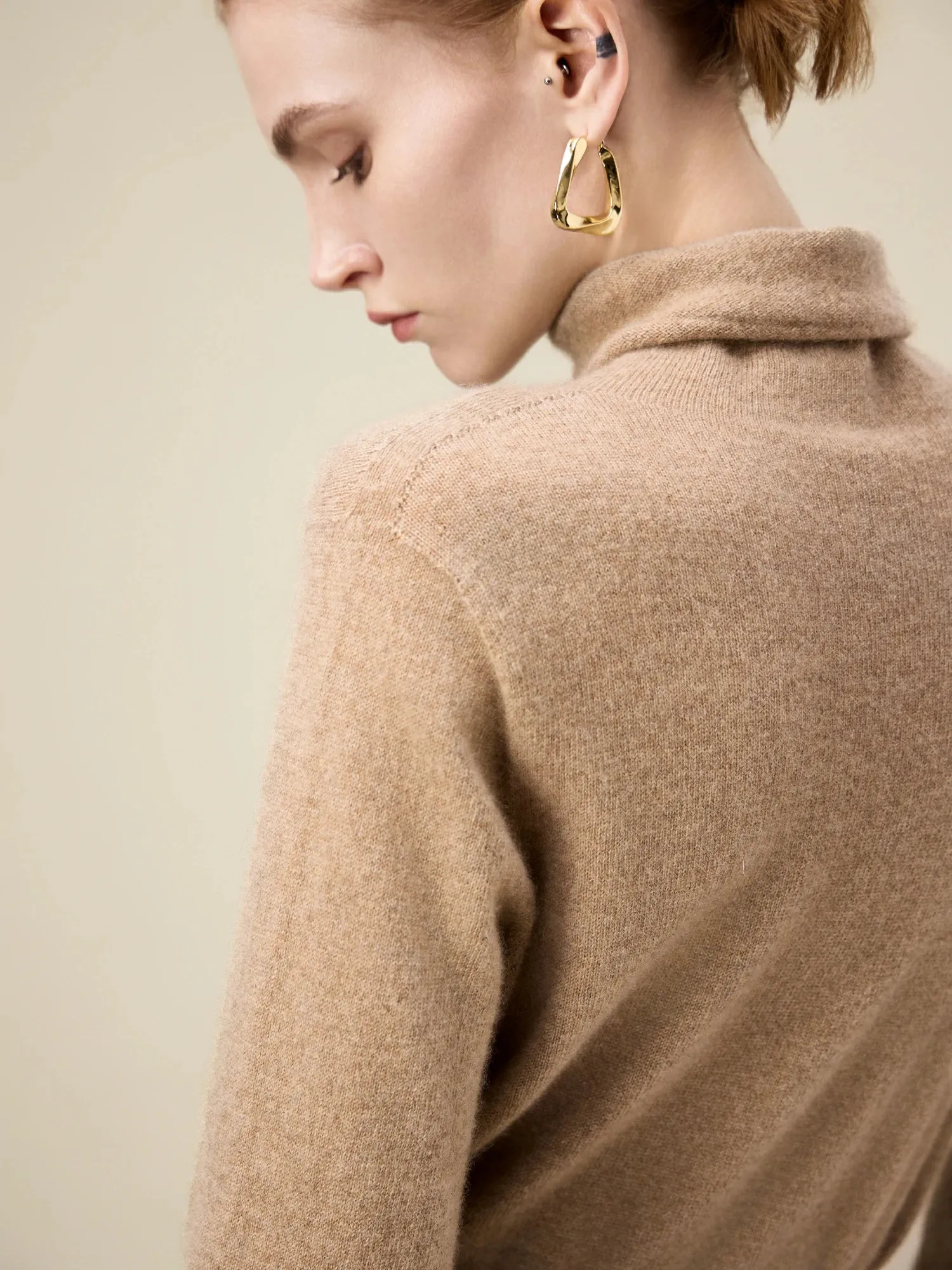 Amoretu 100% Cashmere Turtleneck Long Sleeve Sweater Top