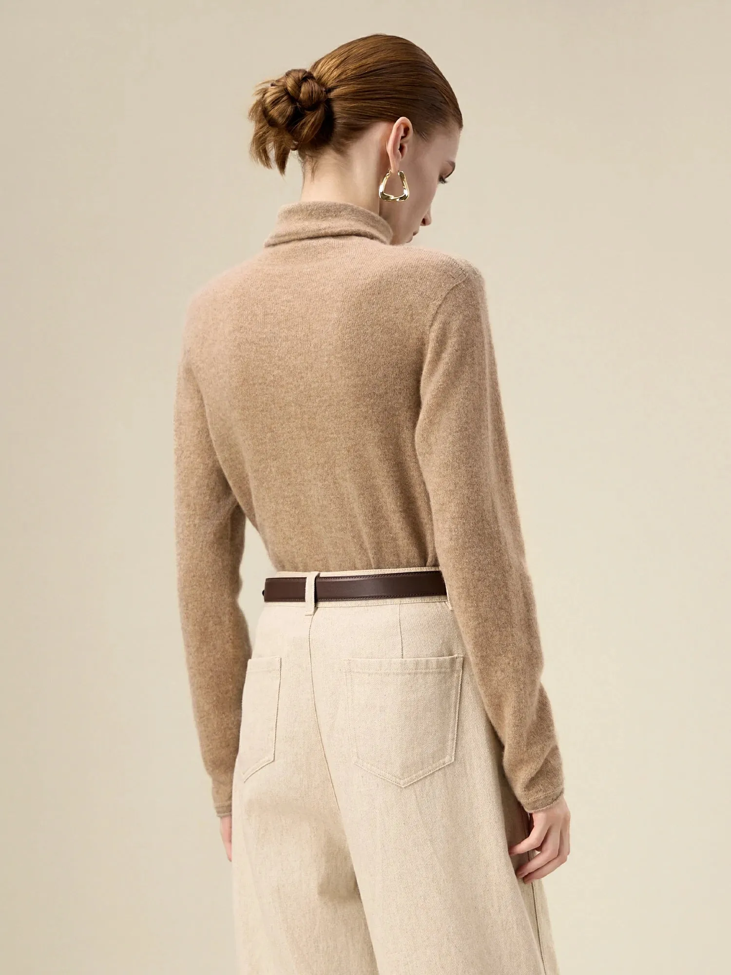 Amoretu 100% Cashmere Turtleneck Long Sleeve Sweater Top