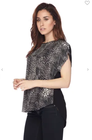 Animal Print Crew Neck Tunic Top