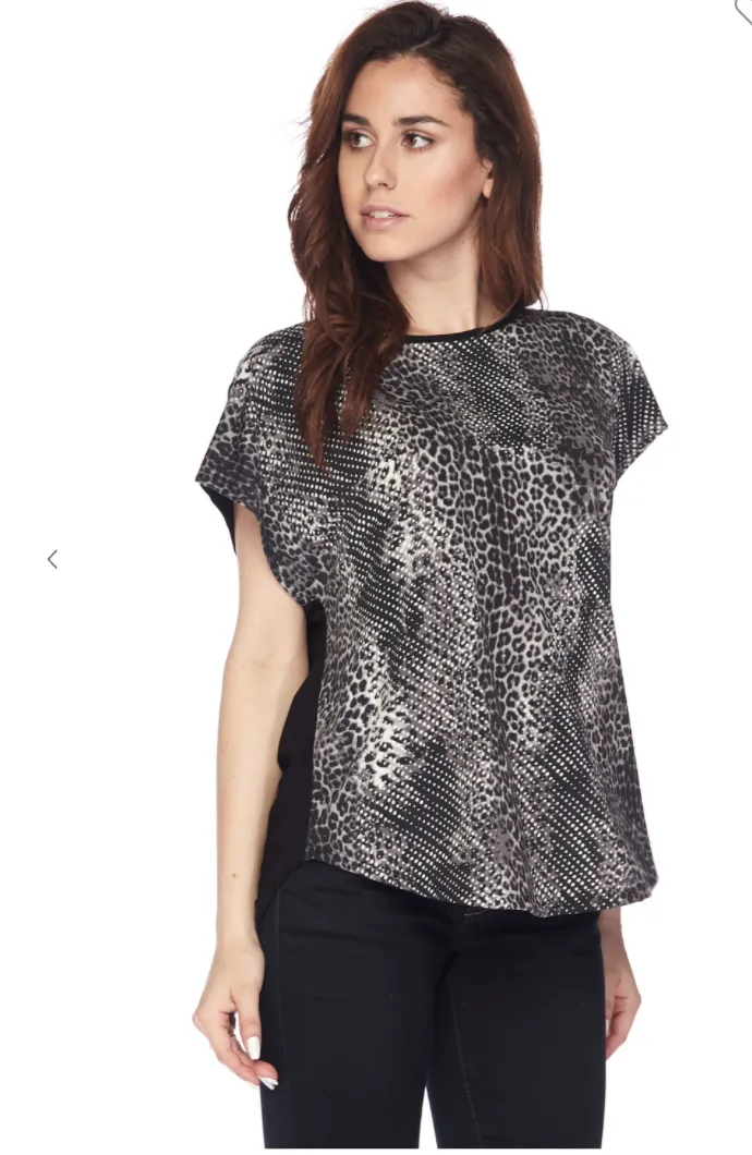 Animal Print Crew Neck Tunic Top