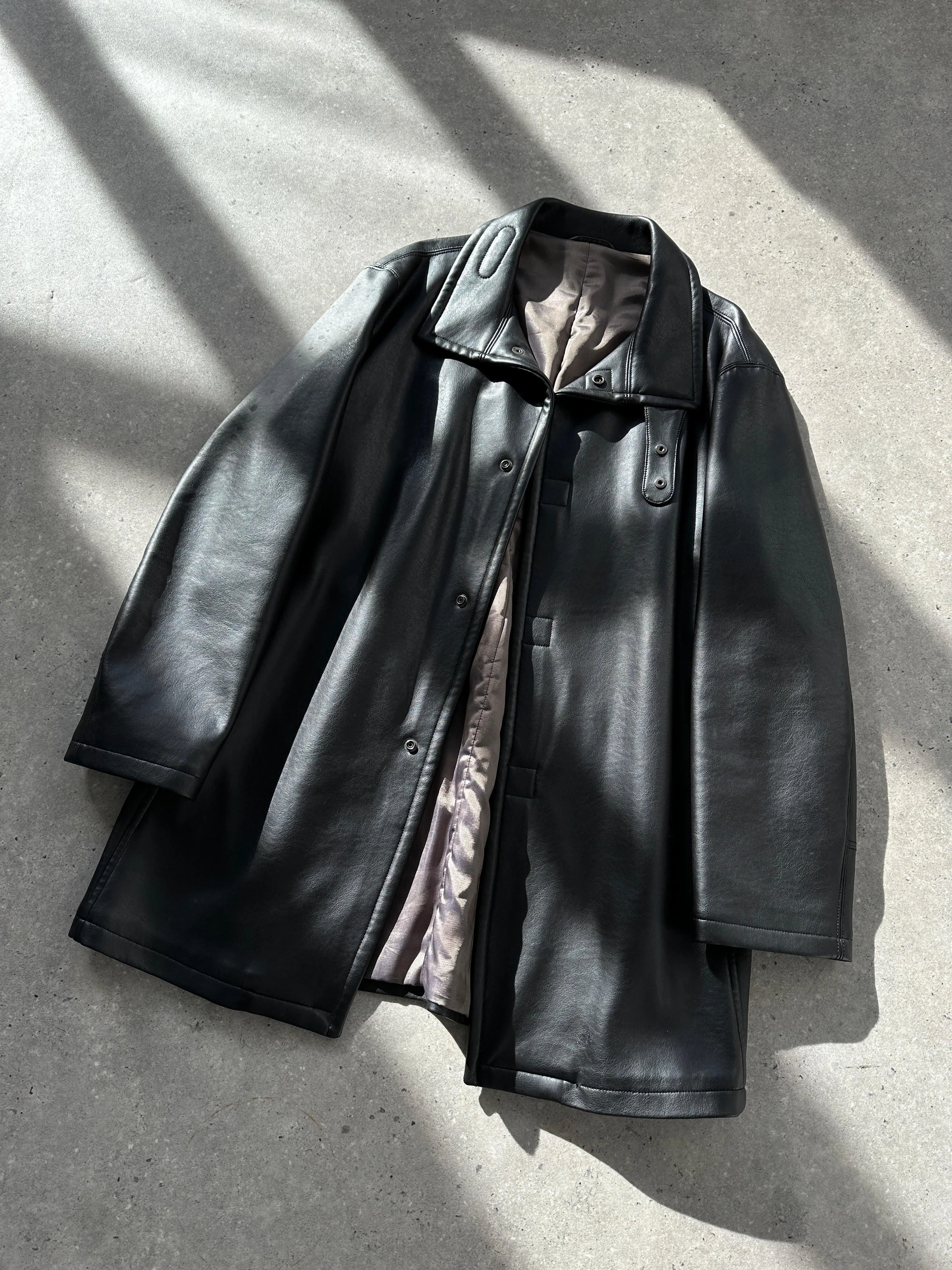 Armani Collezioni Faux Leather Minimal Funnel Neck Jacket - L/XL