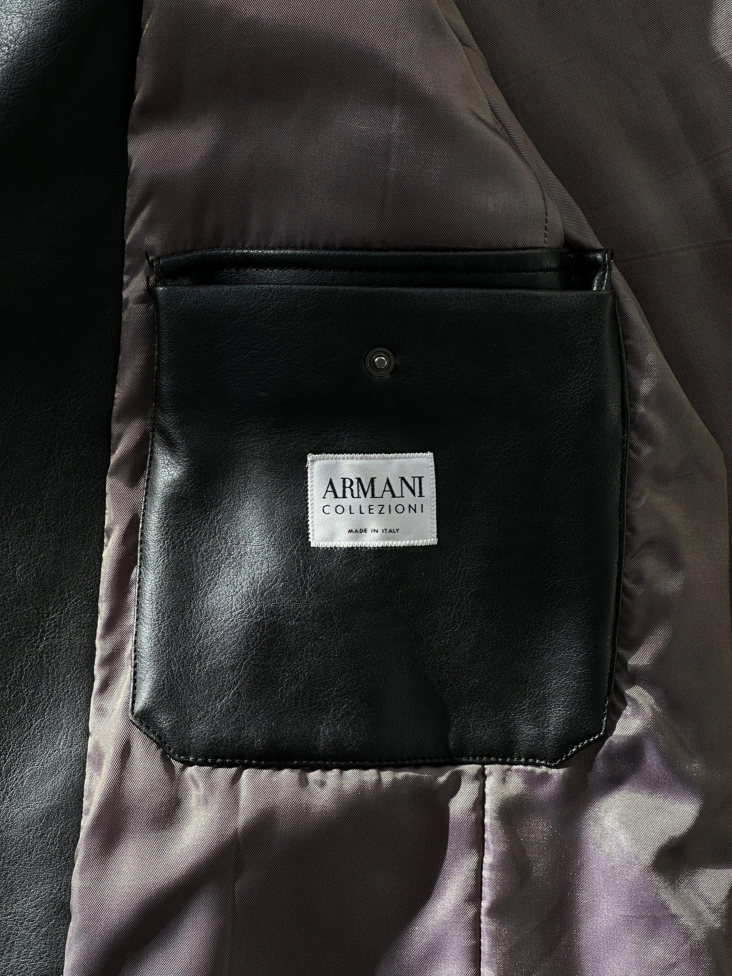 Armani Collezioni Faux Leather Minimal Funnel Neck Jacket - L/XL