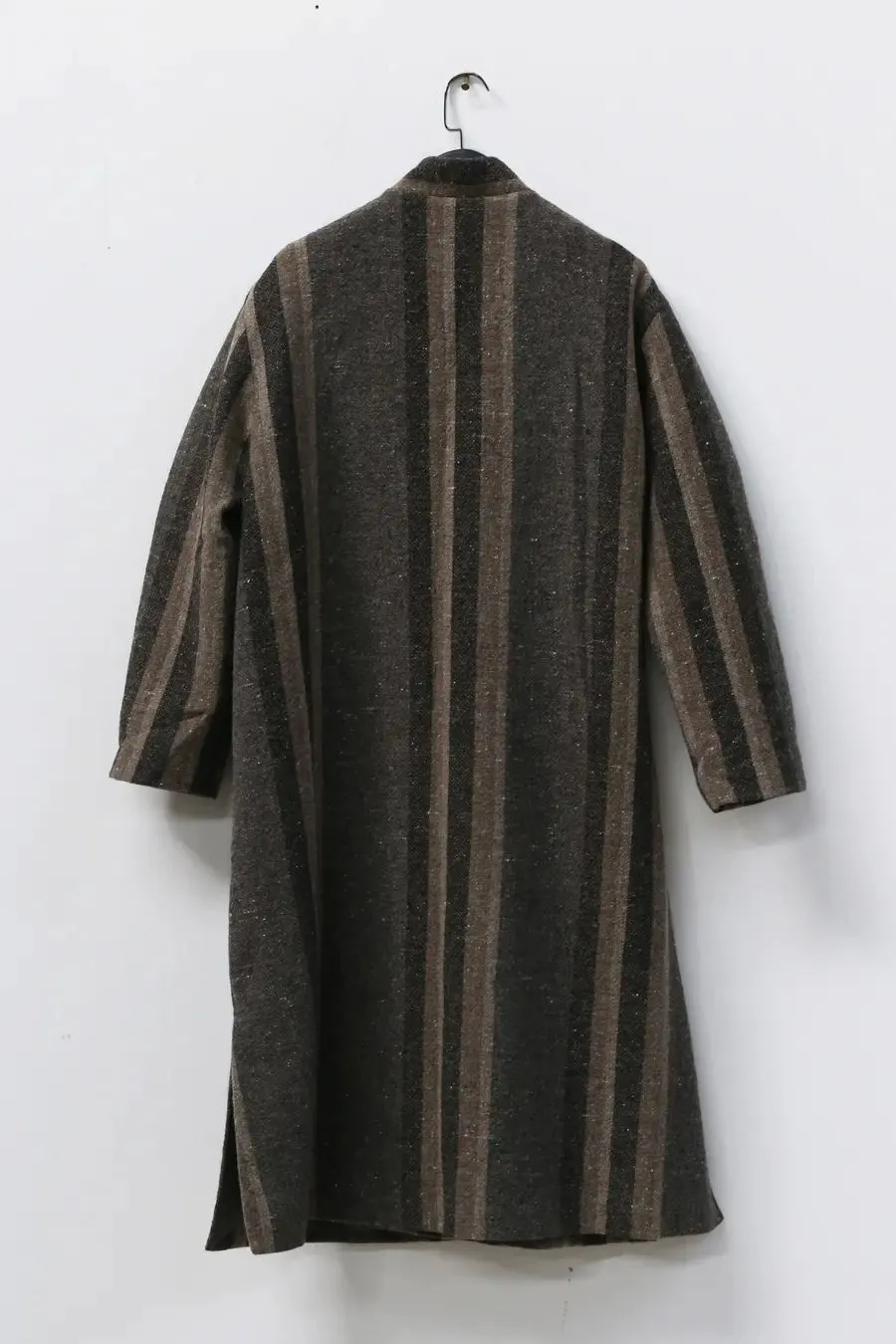 AVIVA JIFEI XUE A21-KJL Reversible Heavy Wool blend Stripe Long Kimono Coat