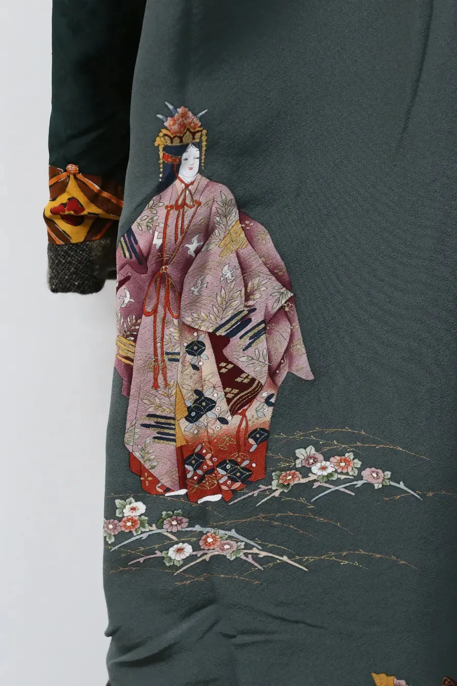 AVIVA JIFEI XUE A21-KJL Reversible Heavy Wool blend Stripe Long Kimono Coat
