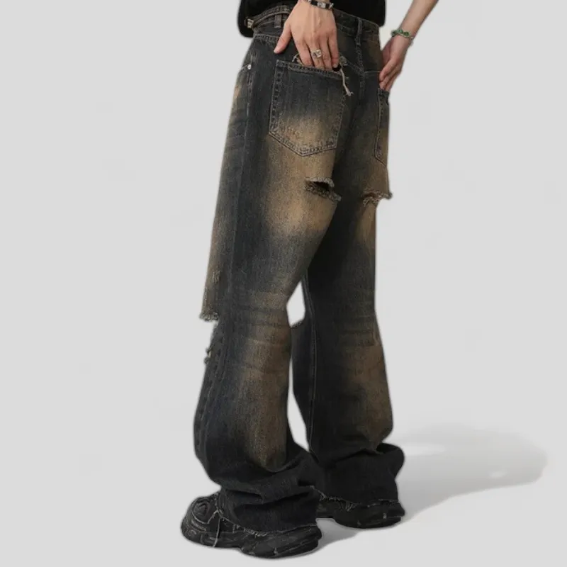 Baggy fit wide leg jeans with antique wash