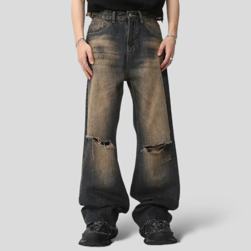 Baggy fit wide leg jeans with antique wash