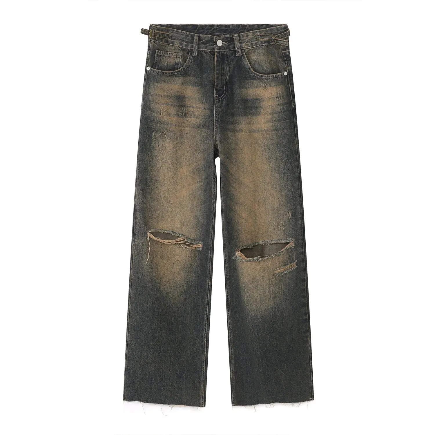Baggy fit wide leg jeans with antique wash