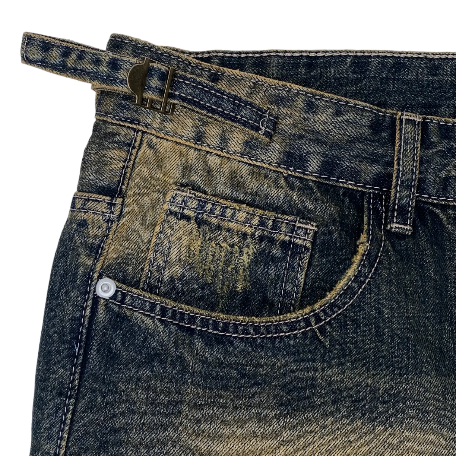 Baggy fit wide leg jeans with antique wash