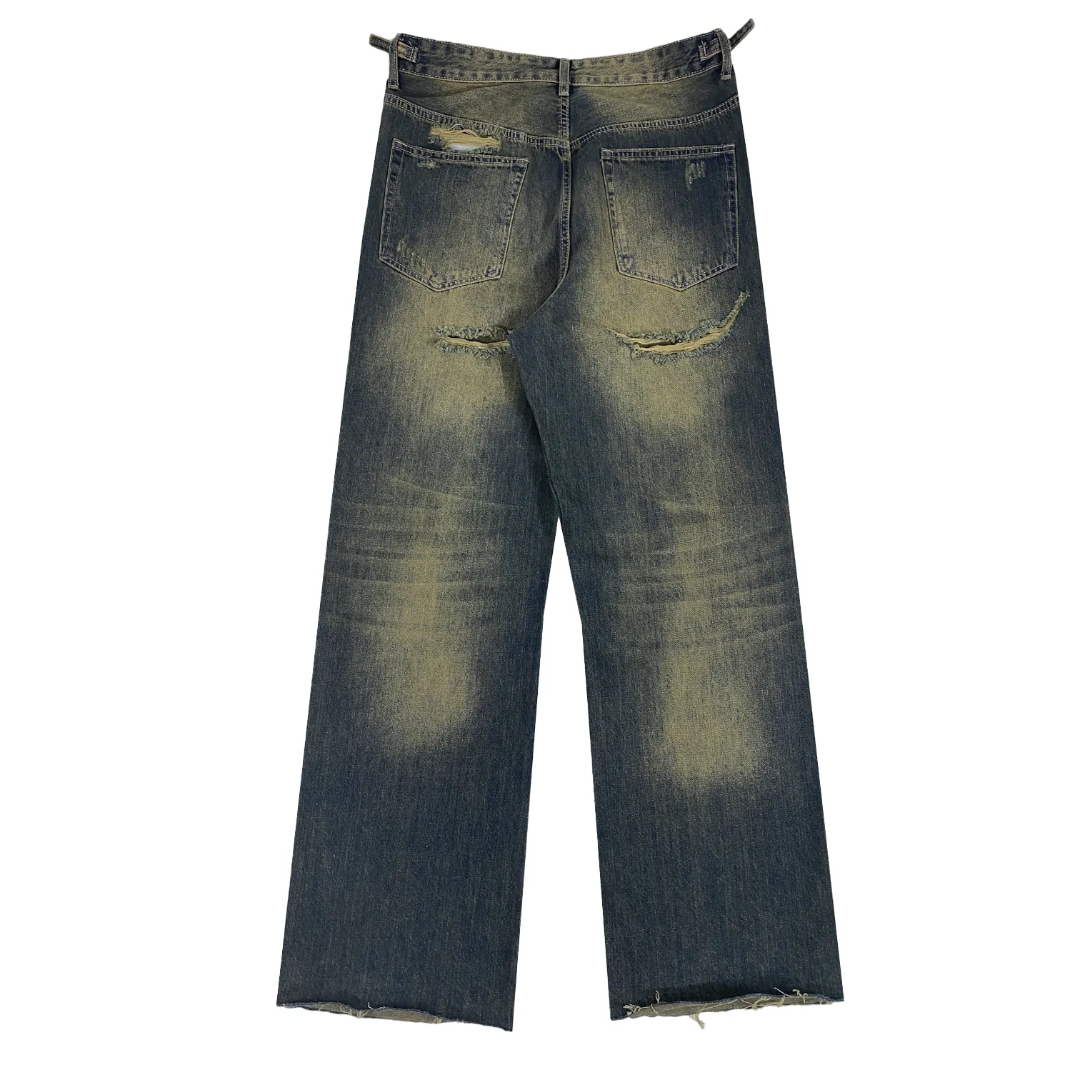 Baggy fit wide leg jeans with antique wash