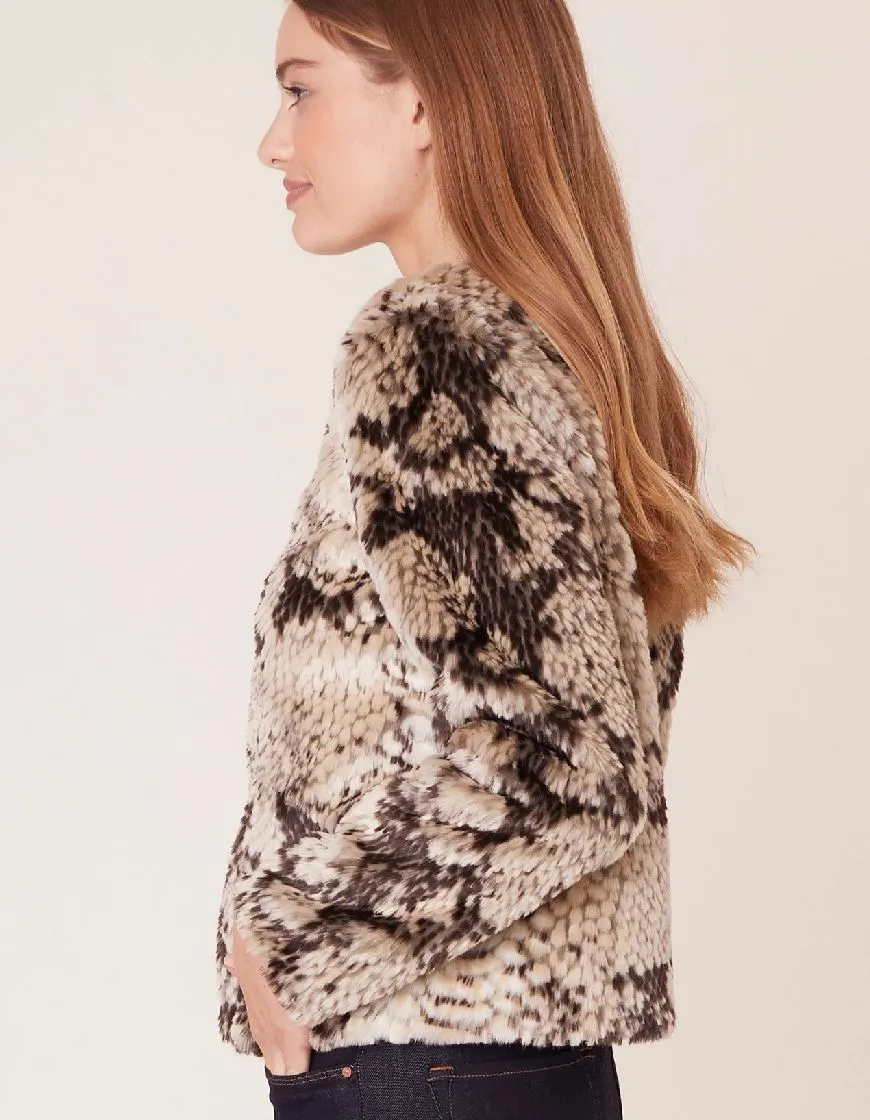 BB Dakota Snake Out Faux Fur Bomber Jacket - Taupe