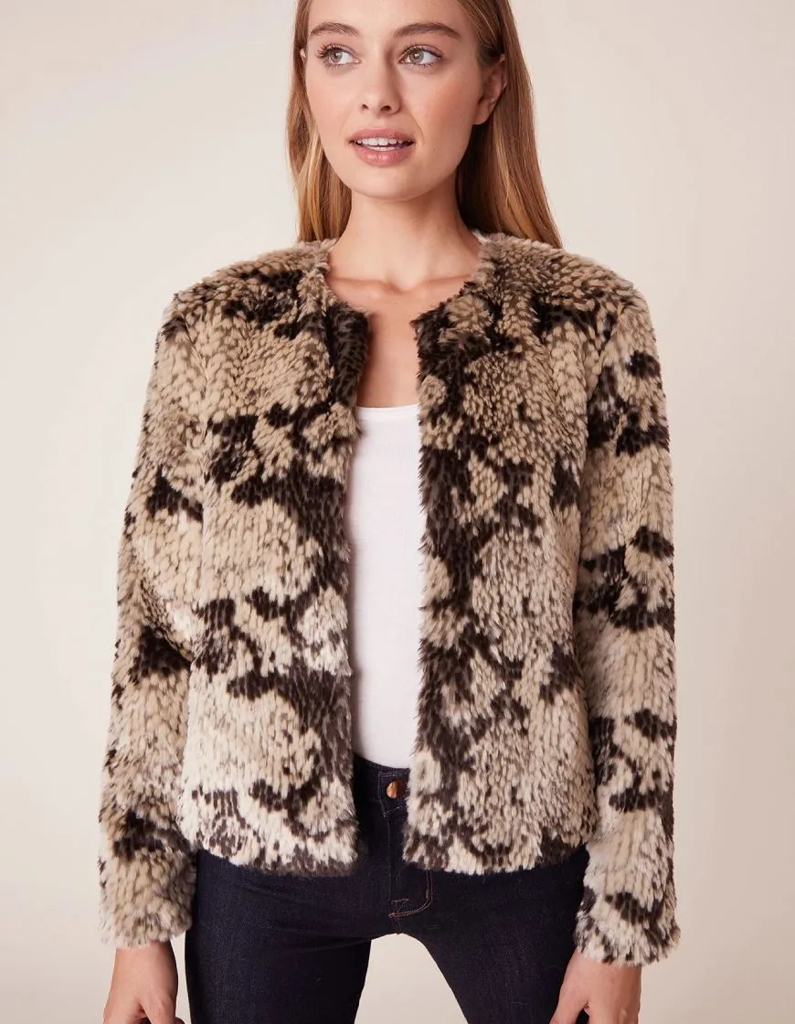 BB Dakota Snake Out Faux Fur Bomber Jacket - Taupe