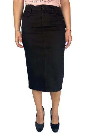 Black Denim Mid-Length Skirt 208-70D