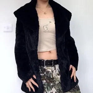 BLACK FAUX FUR COAT