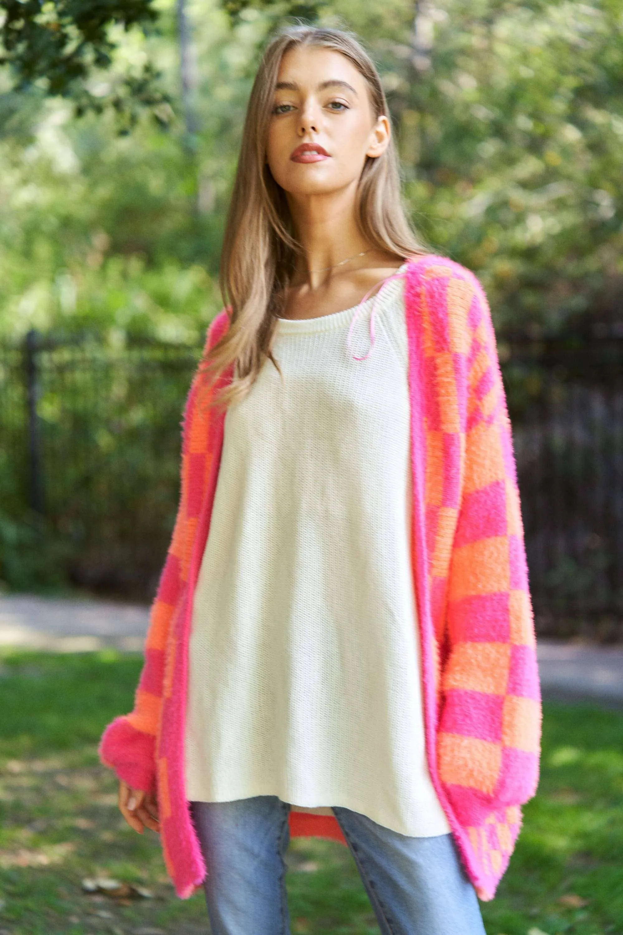 Checkmate Fuzzy Cardigan