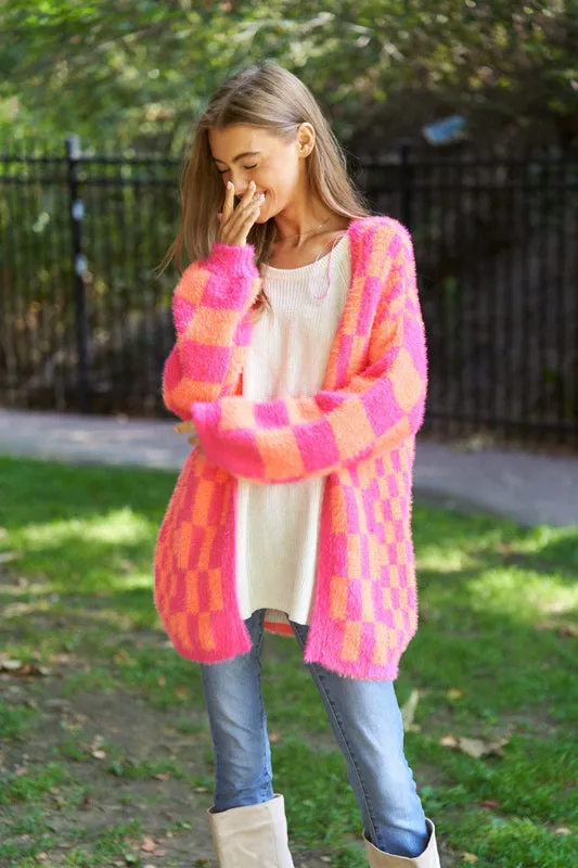 Checkmate Fuzzy Cardigan