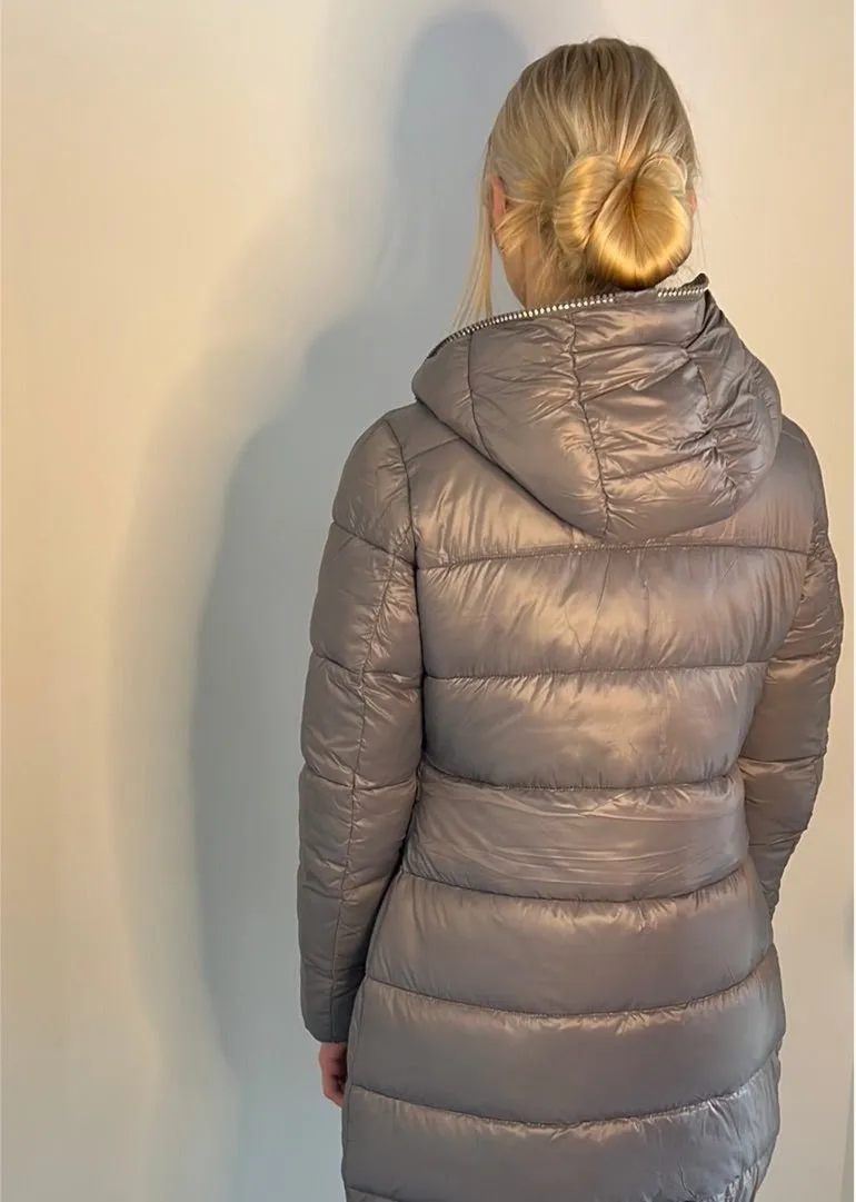 CRYTAL ZIPPERS LONG PUFFER COAT