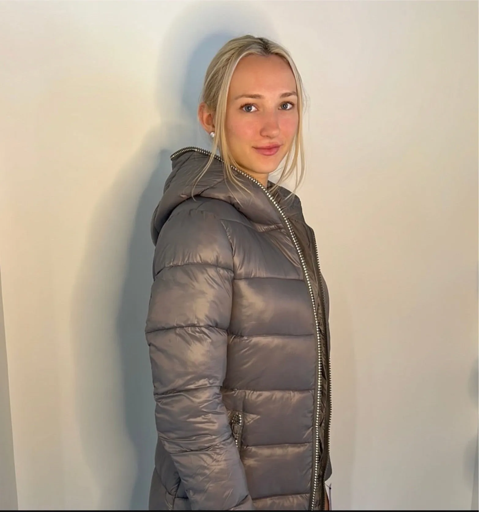 CRYTAL ZIPPERS LONG PUFFER COAT