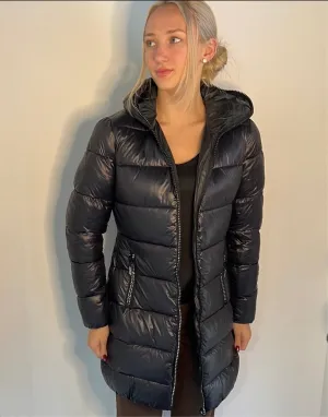CRYTAL ZIPPERS LONG PUFFER COAT