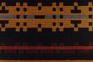 Dramatic Woven Copper & Black Geometric Stripe Silk Blend (Made in Italy)