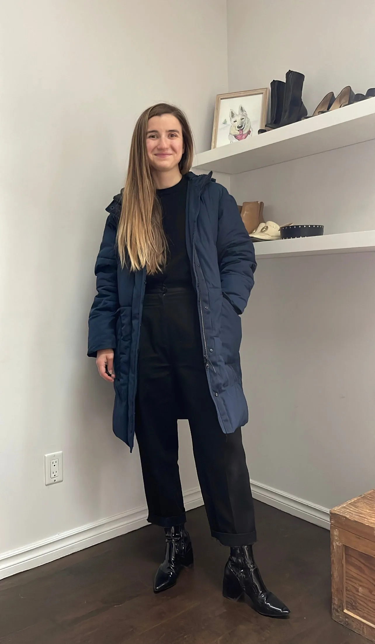 Everlane The ReNew Long Puffer in True Navy - M
