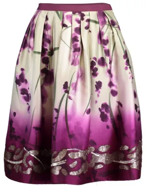 Floral Dip Dye Embroidered Skirt