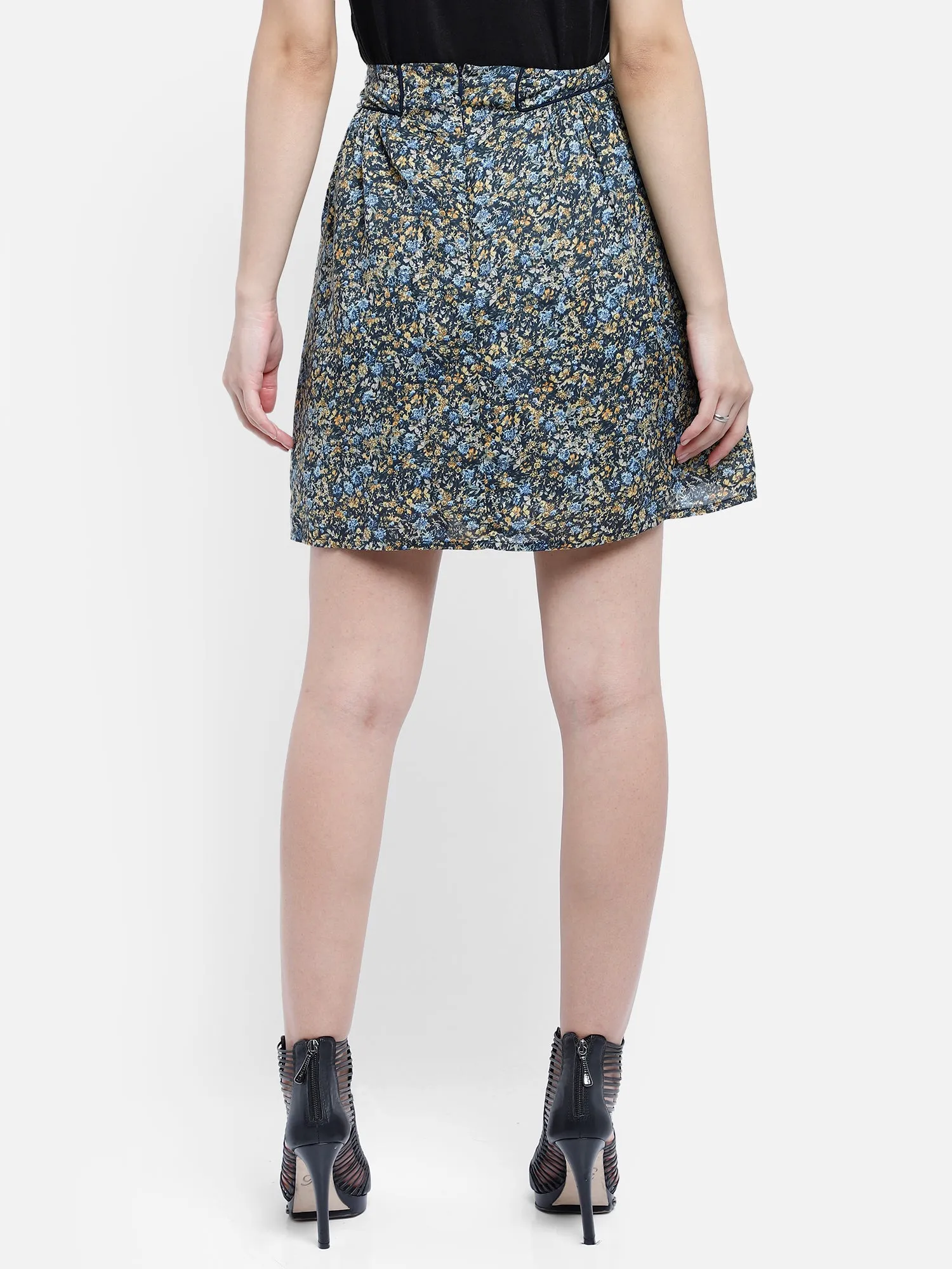 Floral print a-line mini skirt