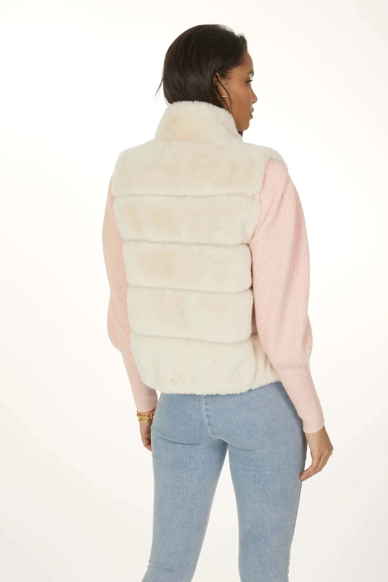 Generation Love Roxanne Faux Fur Vest- Stone