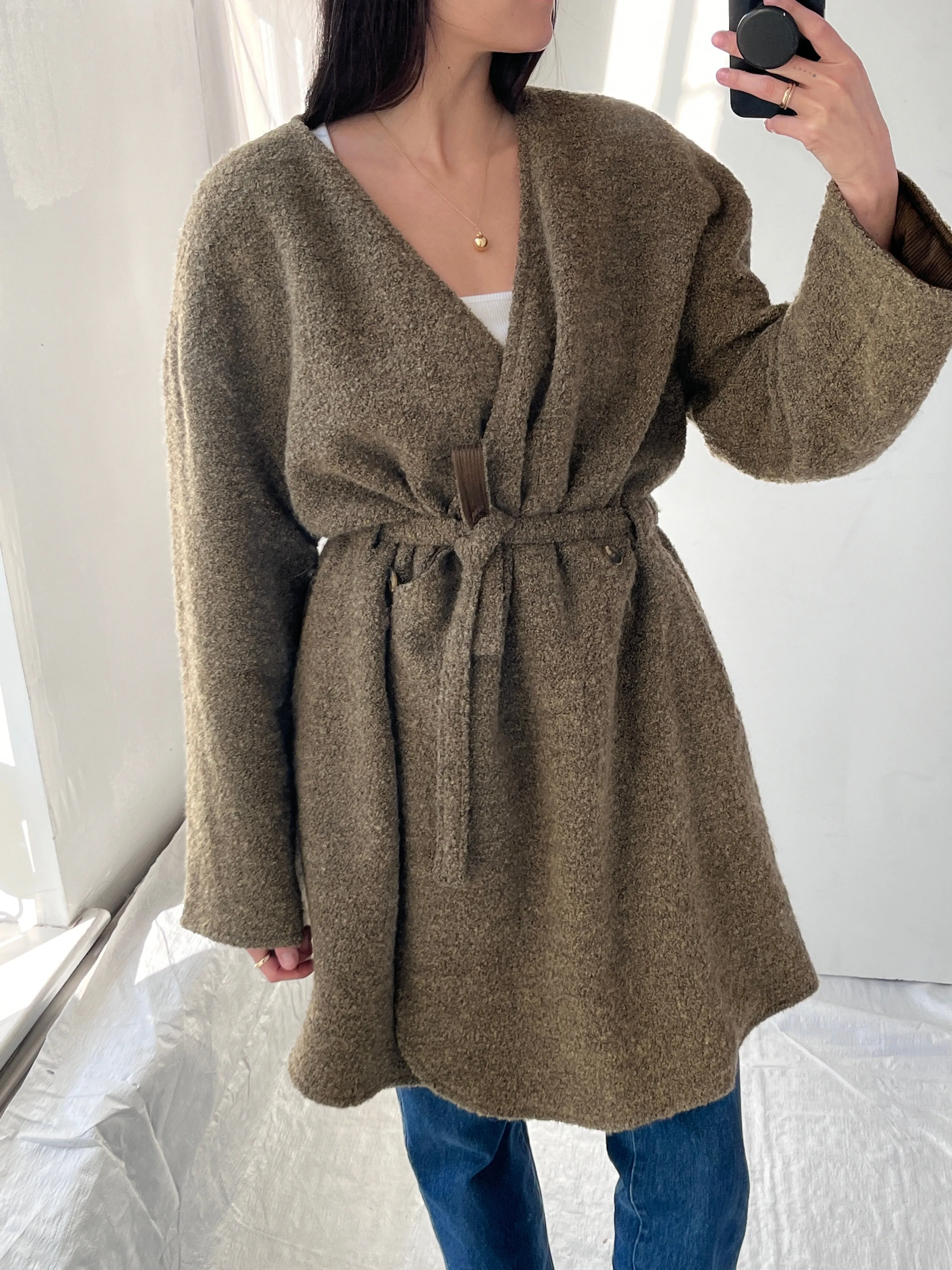 Giorgio Armani Vintage Boucle Wool Reversible Sweater Coat