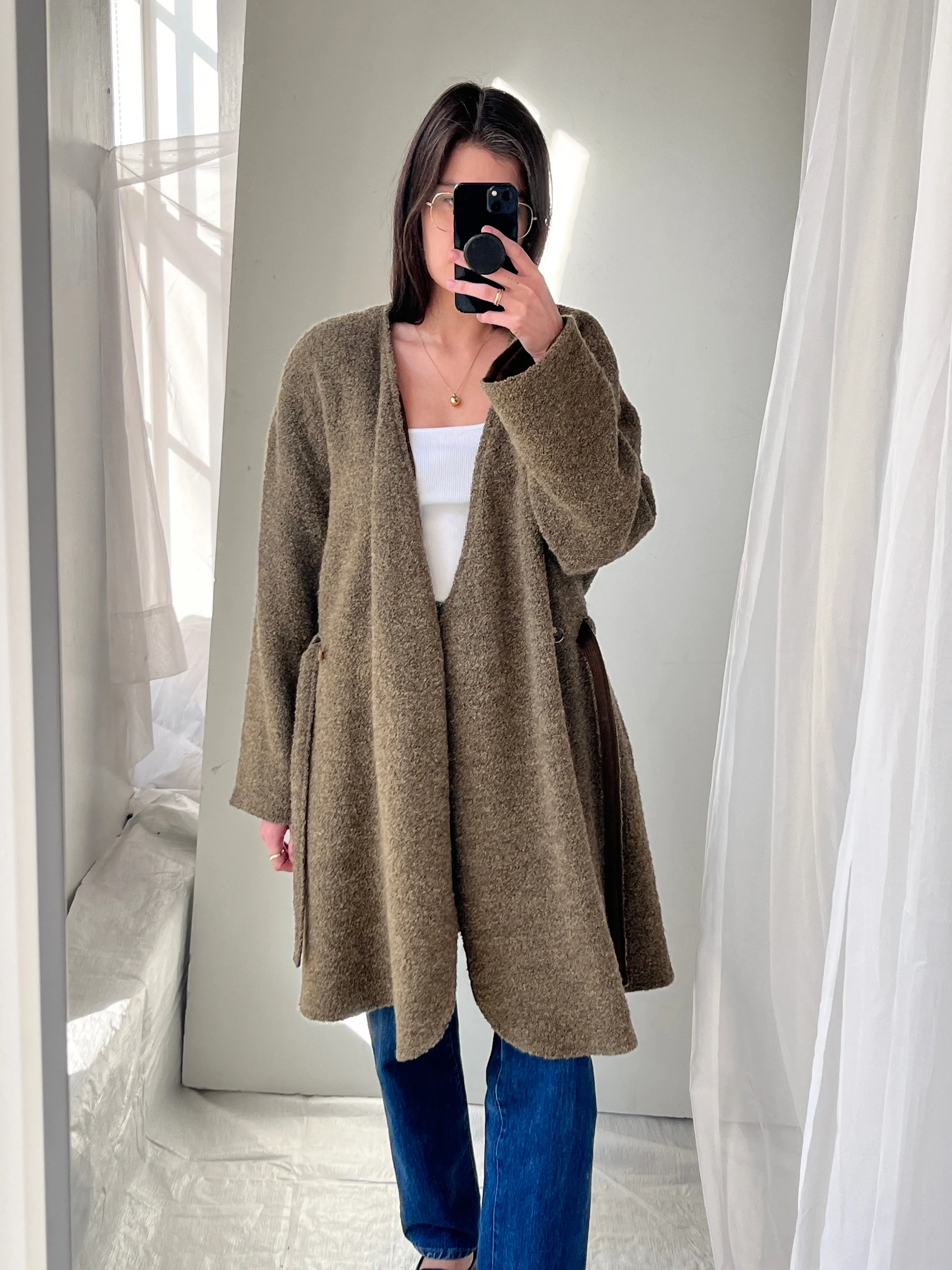 Giorgio Armani Vintage Boucle Wool Reversible Sweater Coat