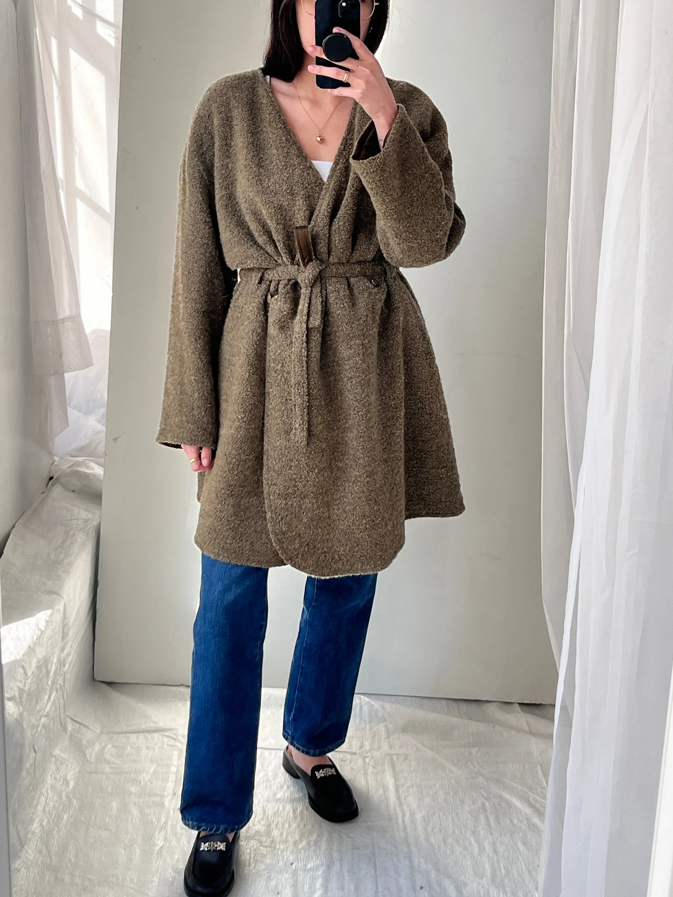Giorgio Armani Vintage Boucle Wool Reversible Sweater Coat