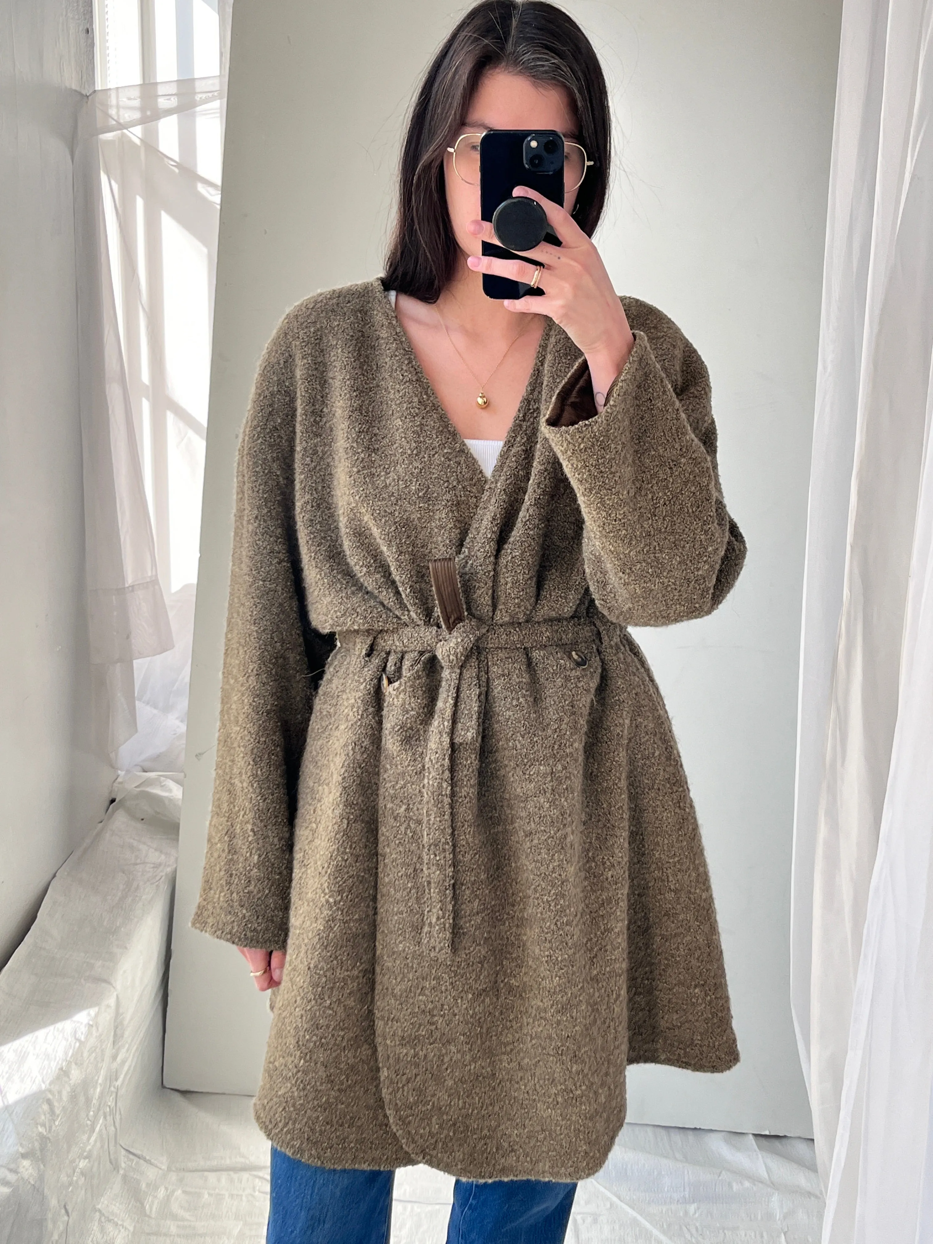 Giorgio Armani Vintage Boucle Wool Reversible Sweater Coat