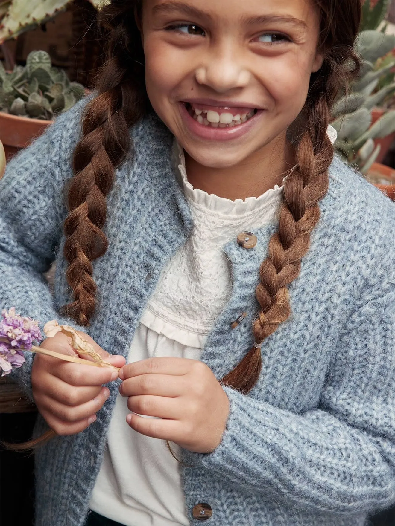 Girls Loose-Fitting Soft Knit Cardigan