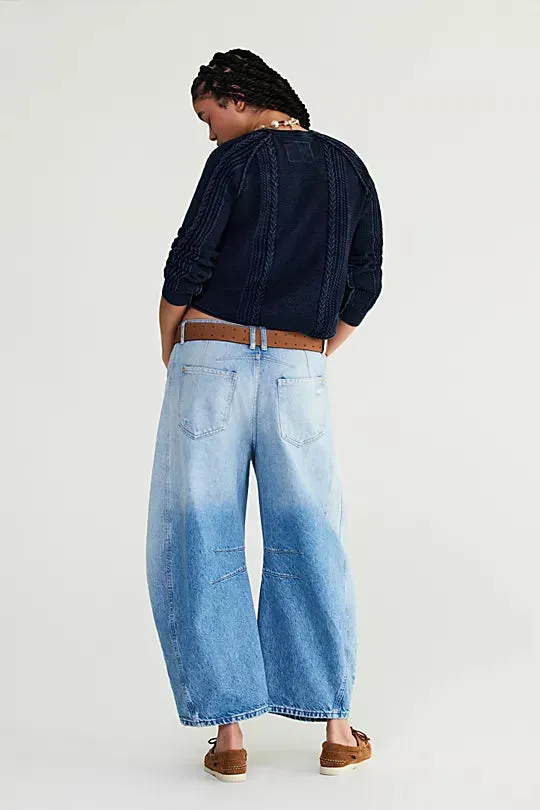 Good Luck Mid-Rise Barrel Jeans | Barnyard Blue