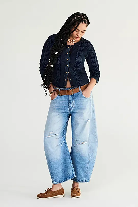 Good Luck Mid-Rise Barrel Jeans | Barnyard Blue