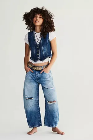 Good Luck Mid-Rise Barrel Jeans | Barnyard Blue