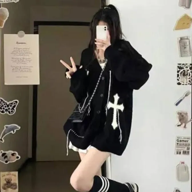 Gothika Black Oversized Cardigan