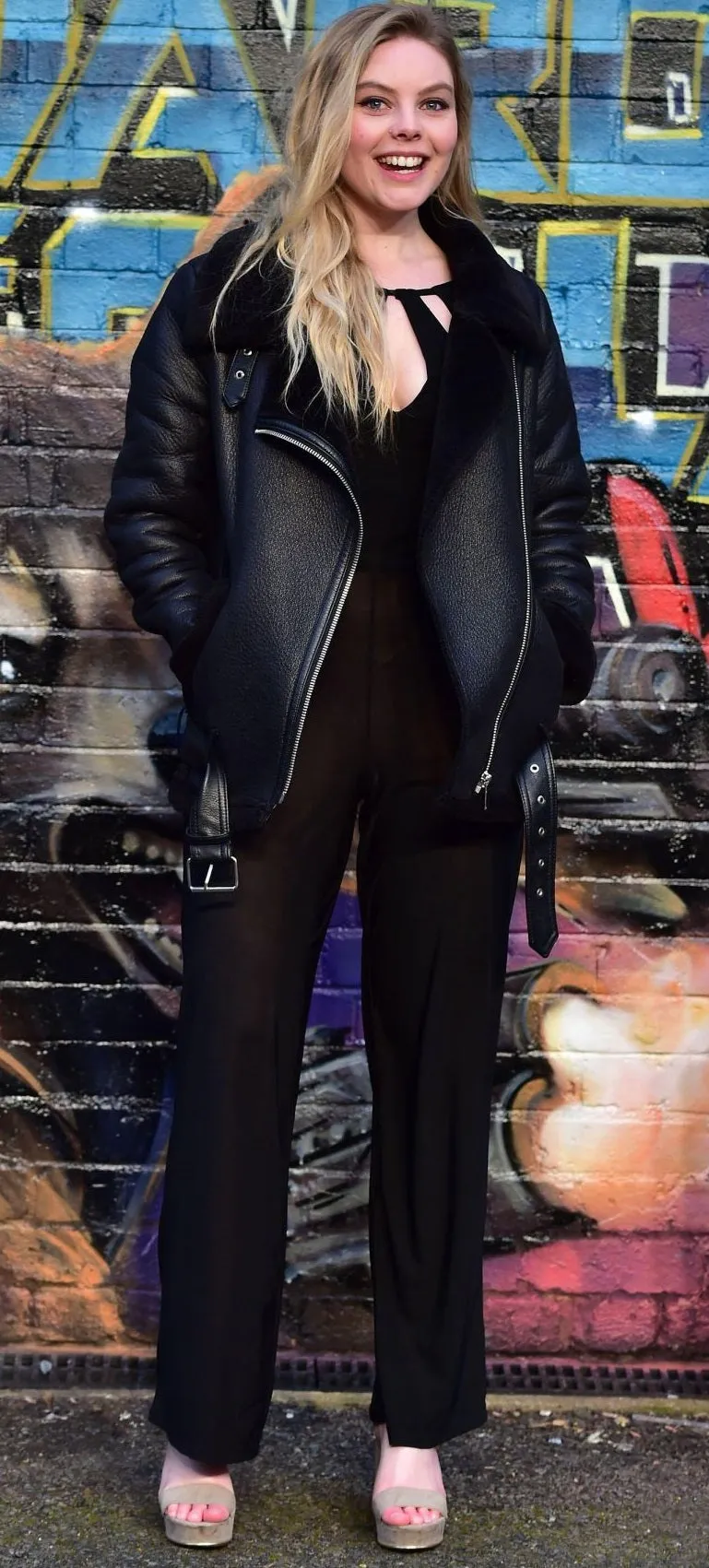 Guardians of the Galaxy Shearling Leather Coat Worn by Nell Hudson | Nell Hudson Leather Coat
