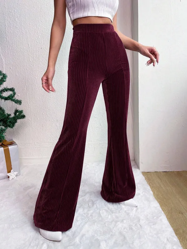 High waist corduroy flared pants