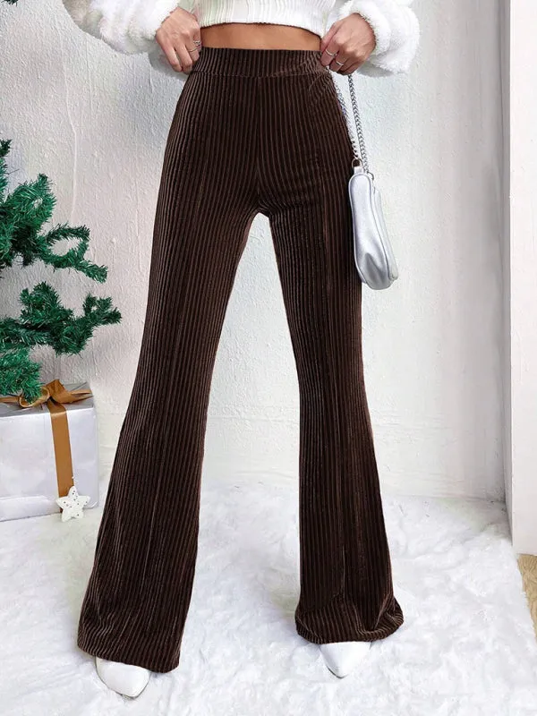 High waist corduroy flared pants