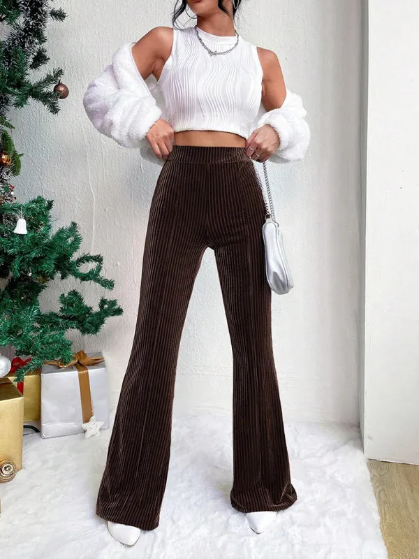 High waist corduroy flared pants
