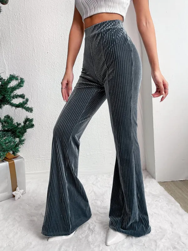 High waist corduroy flared pants