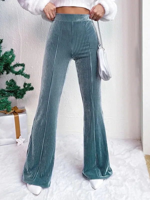 High waist corduroy flared pants
